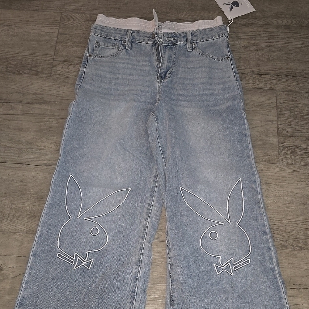 PLAYBOY Light Blue Flare Jeans with Iconic Logo